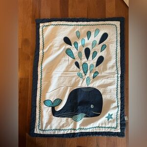 Nautical Whale Themed Blanket - Blue and White